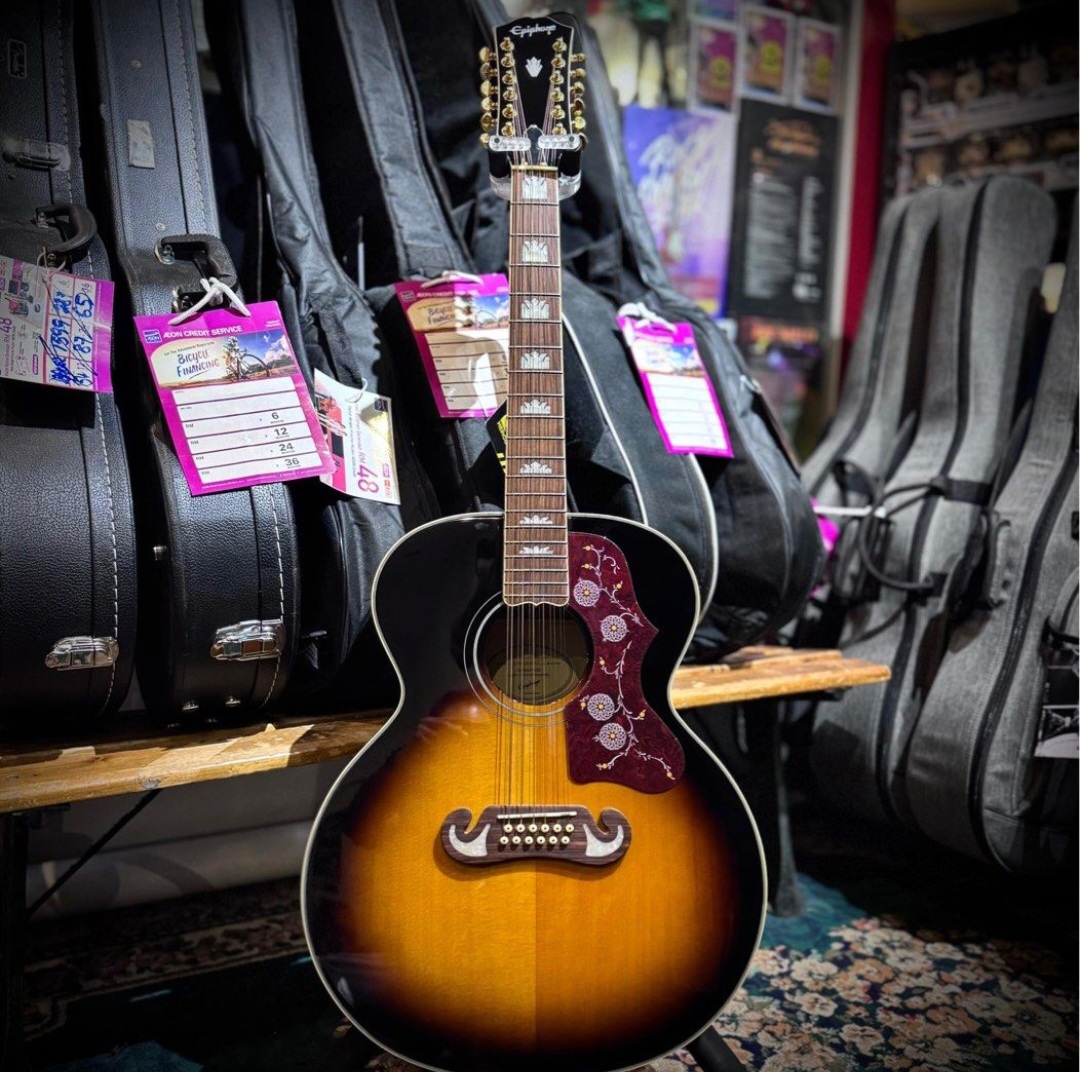 Epiphone Limited Edition J-200 12-String Acoustic-Electric Guitar- Vintage Sunburnt (Made in Indonesia) (J200)
